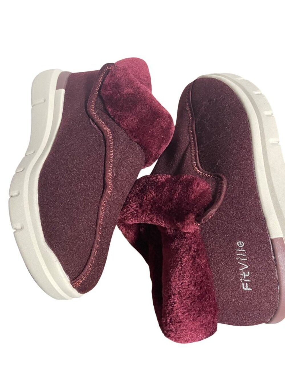 FitVille Womens EasyTop Diabetic Winter Boots V3 Burgundy Size 10EW - Picture 5 of 11